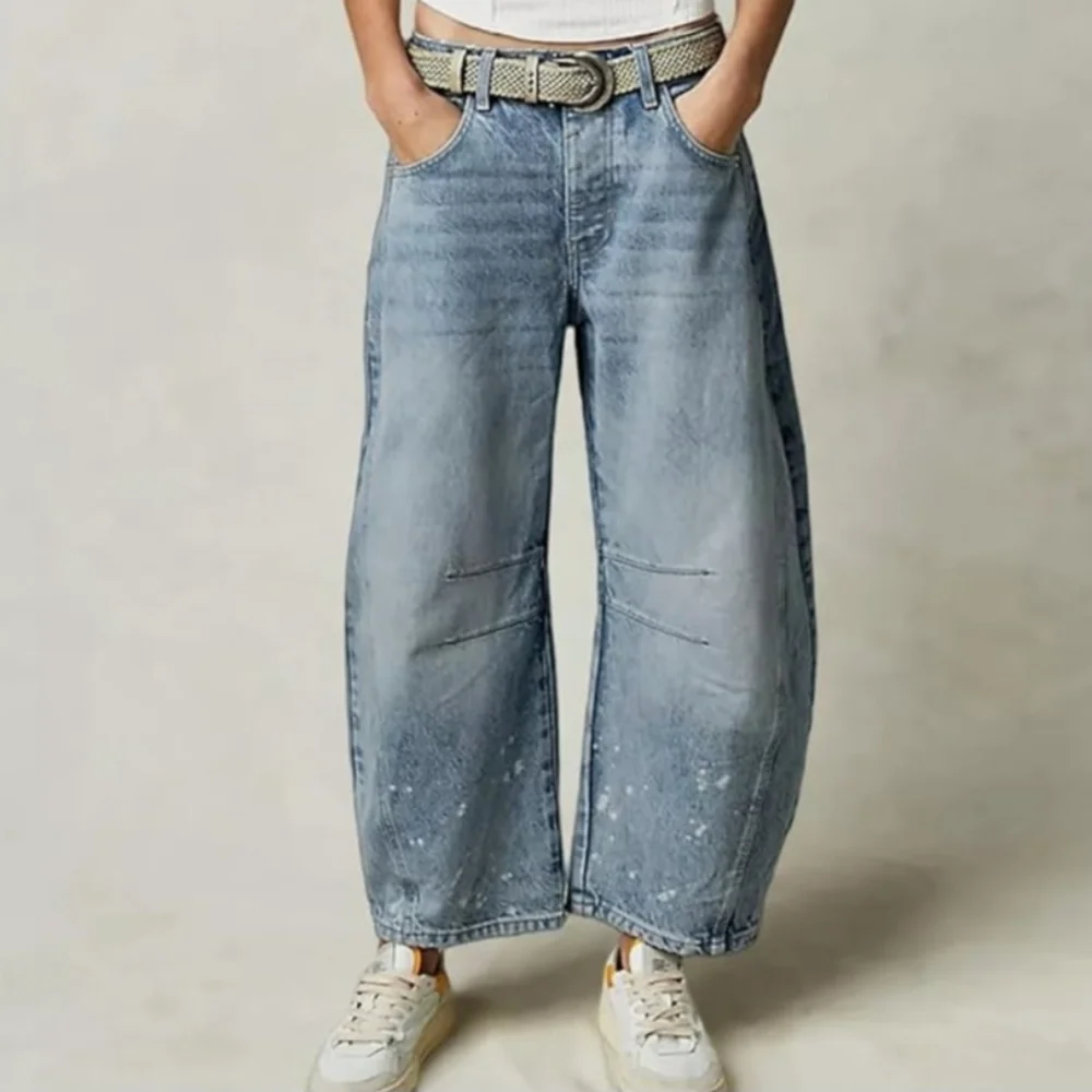 Barrel Jeans for Women High Waisted Boyfriend Baggy Wide Leg Jeans Y2K Vintage - Picture 3 of 5